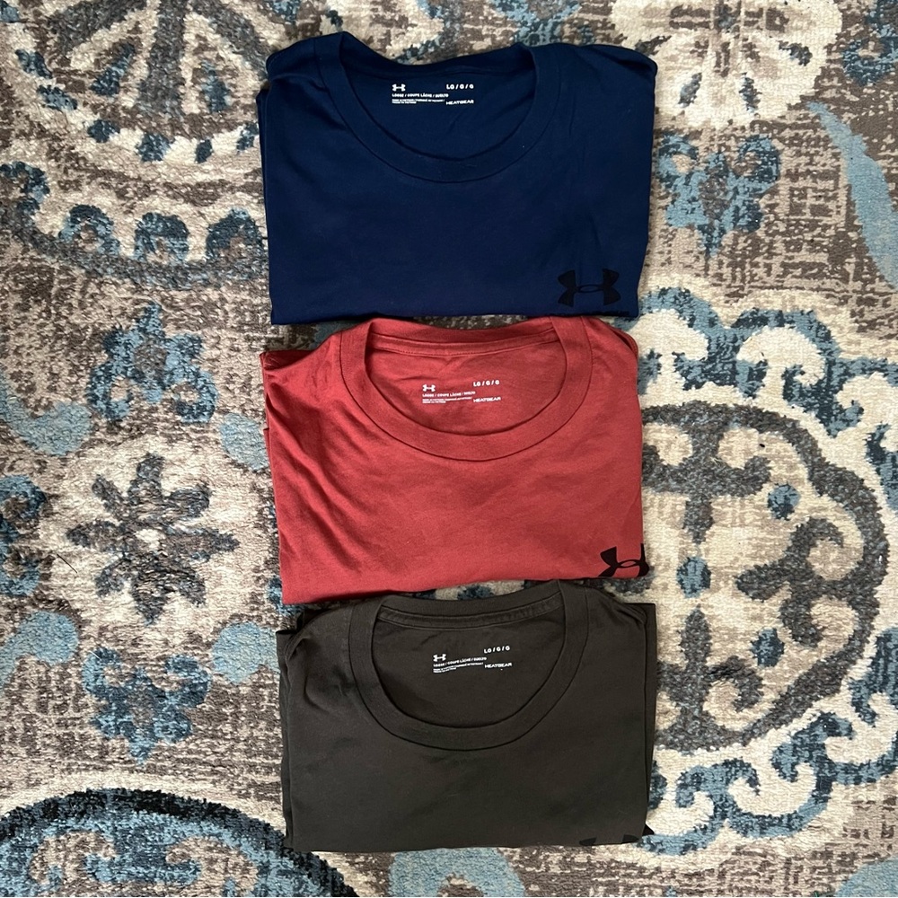 Under Armour Men's Short Sleeve Tees - Navy, Maroon, Charcoal Set of 3 Size L